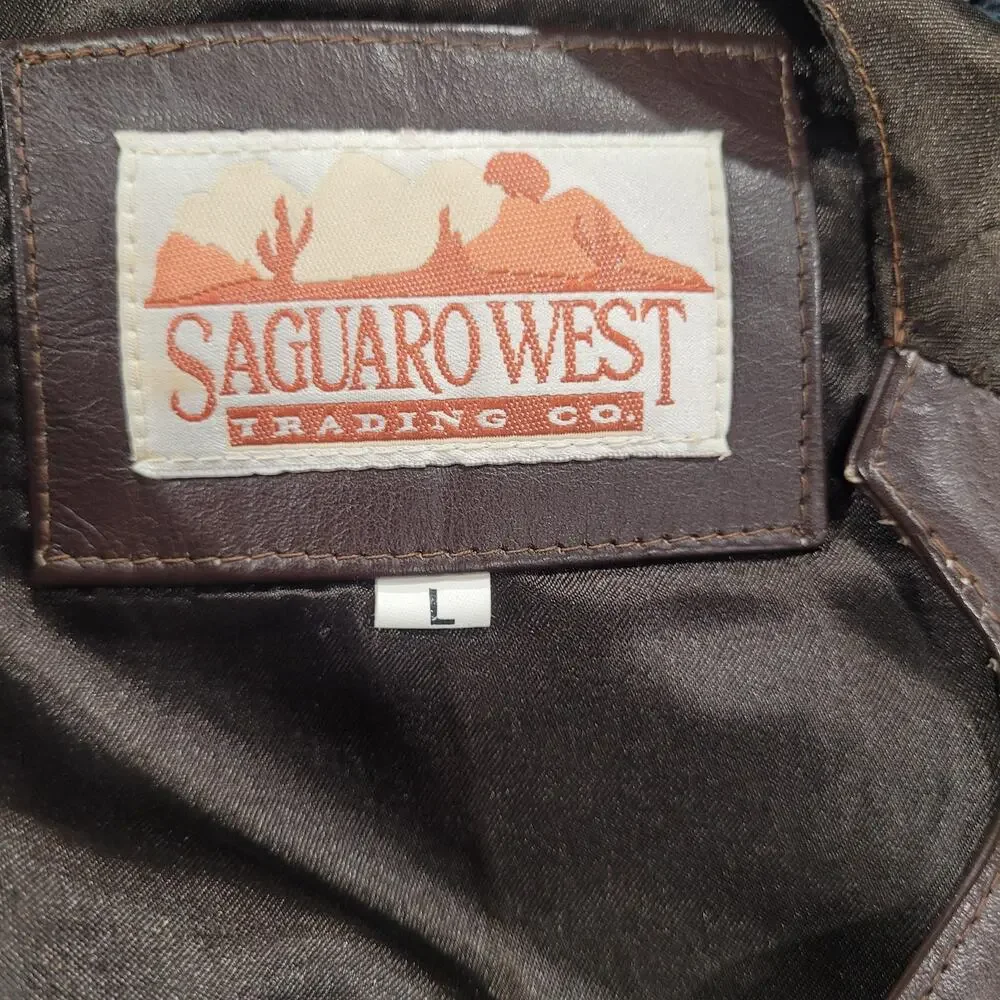 Saguaro West Trading‎ Co Vest Lg Brown Leather Western Cowboy Cowgirl Boho Ranch